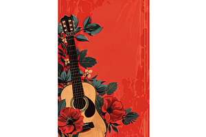 Acoustic Guitar with Floral Design, an Illustration by Lermont51