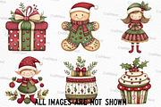Cute Christmas Clipart Bundle, an Illustration by Craft Nest (Thumbnail 4 of 6)
