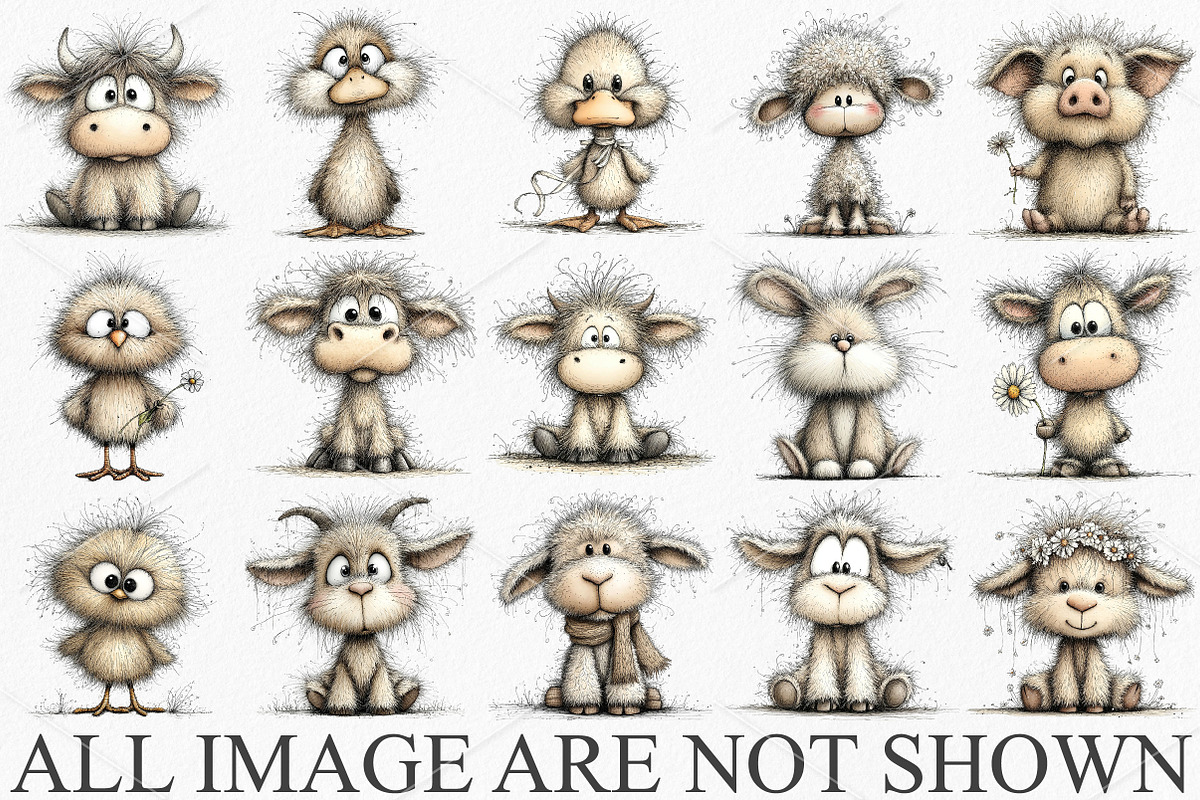 Whimsical Farm Animals Clipart, a Seasonal Illustration by Canvas Craft (Photo 4 of 7)