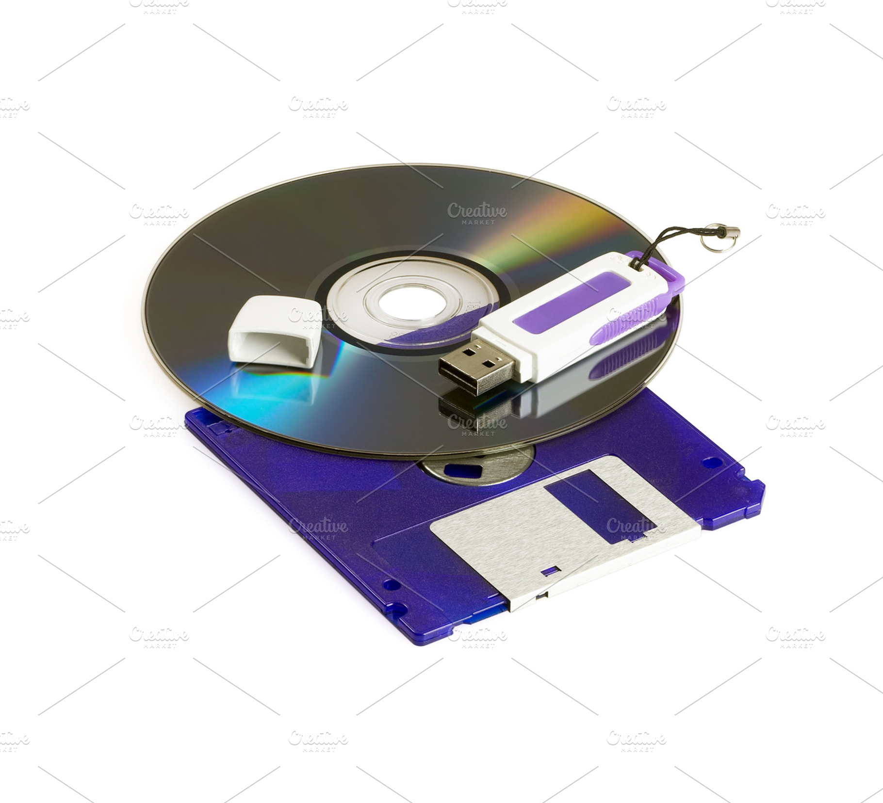 Daily use objects featuring salad, usb, and cd, a Technology Photo by keko64
