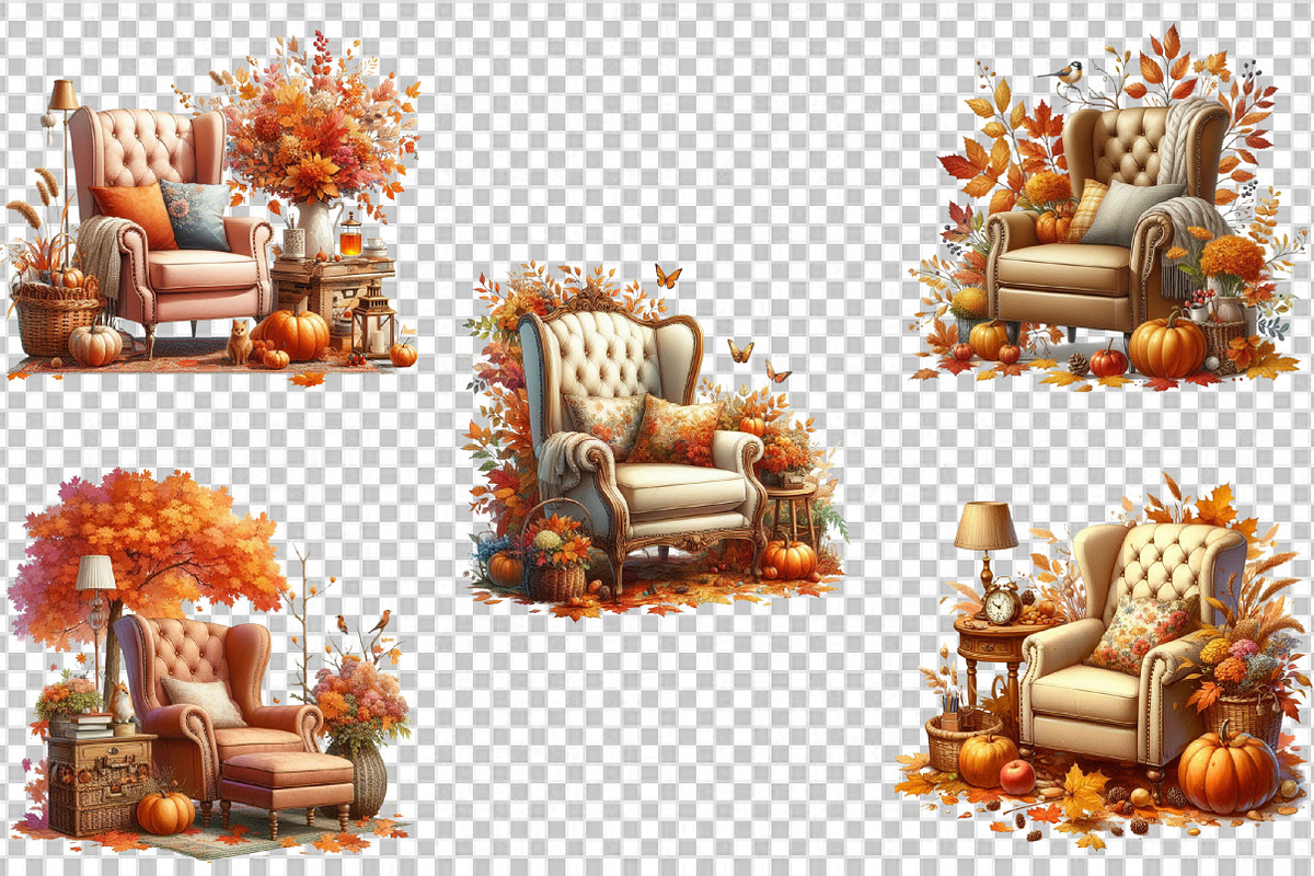 Autumn Armchair Sublimation Clipart, an Illustration by SVGArt (Photo 3 of 4)
