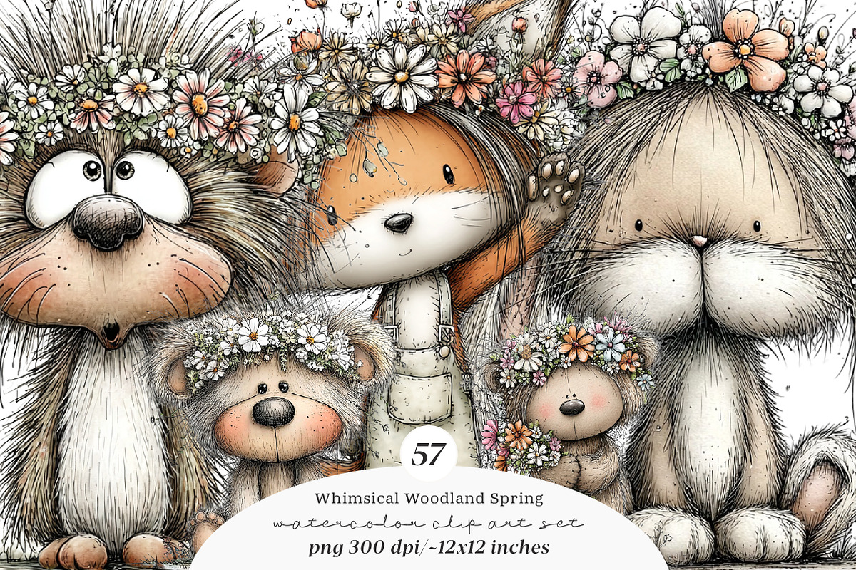 Whimsical woodland spring clipart, an Illustration by SinaCreation (Photo 1 of 11)