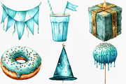 Watercolor Blue Birthday Clipart, an Illustration by Canvas Craft (Thumbnail 2 of 7)