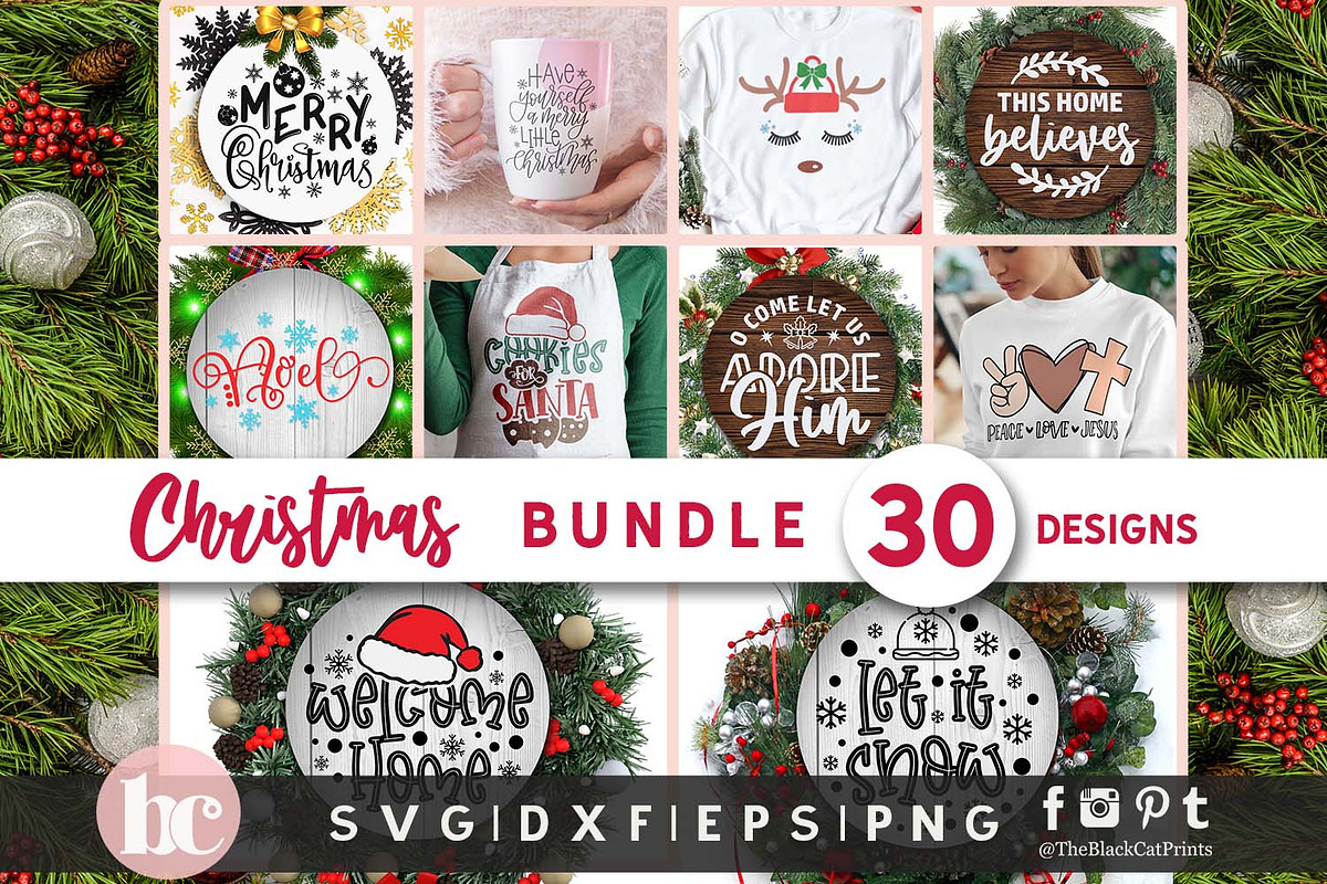 Christmas Quotes Bundle SVG PNG EPS, an Illustration by TheBlackCatPrints (Photo 4 of 5)