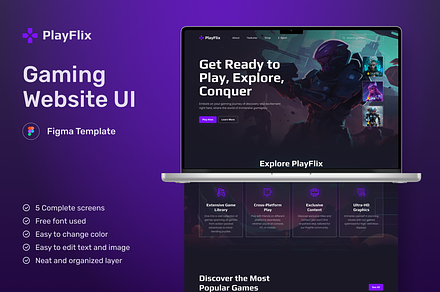 Gaming Website UI Figma Template, an UI Kit Template by peterdraw
