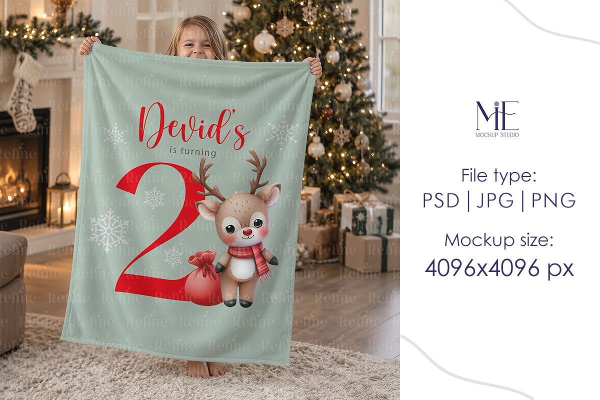 Christmas Blanket Mockup Fleece, a Merchandise Mockup by Mie Mockup Studio (Photo 3 of 5)
