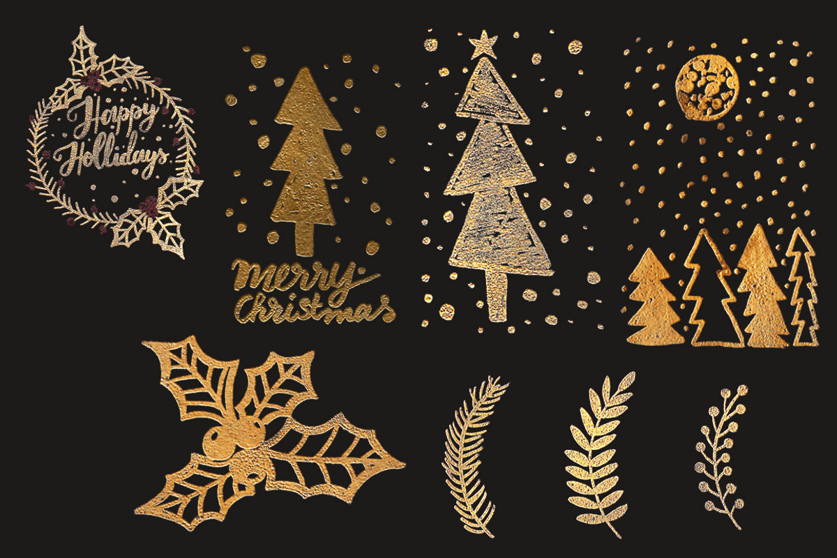 Gold Christmas., a Decorative Illustration by redstudio (Photo 3 of 10)