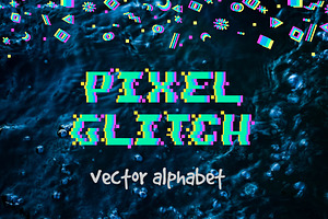 PIXEL GLITCH vector alphabet, a Symbol Font by Elena Choo