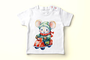 Christmas clipart, Cute little mouse, an Animal Illustration by vivastarkids (Thumbnail 4 of 4)