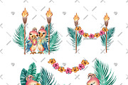 Cute Parrots Watercolor Cliparts, an Animal Illustration by Phantasia Design (Thumbnail 7 of 8)