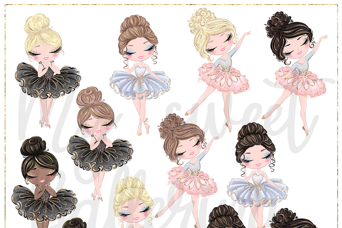 Ballerina Hand Drawn Clipart, a Decorative Illustration by Masha  Studio (Photo 4 of 8)