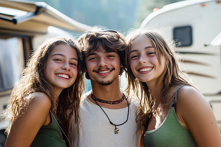 Friends enjoying summer outdoors, a Person Photo by Beautiful things