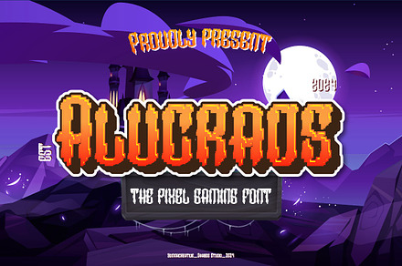 Alucrads - Pixel Gaming Font, a Font by Dhabee