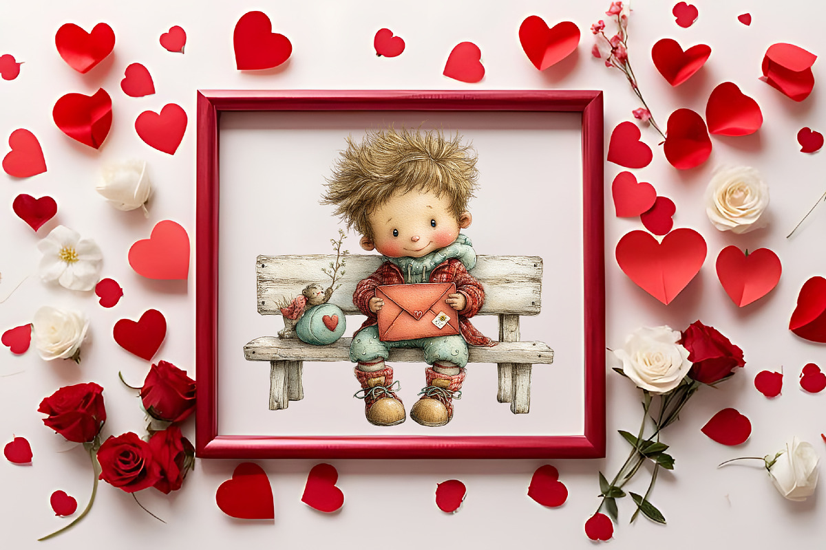 Dreamy Valentine Companions Clipart, a Person Illustration by RobertsArt (Photo 2 of 7)