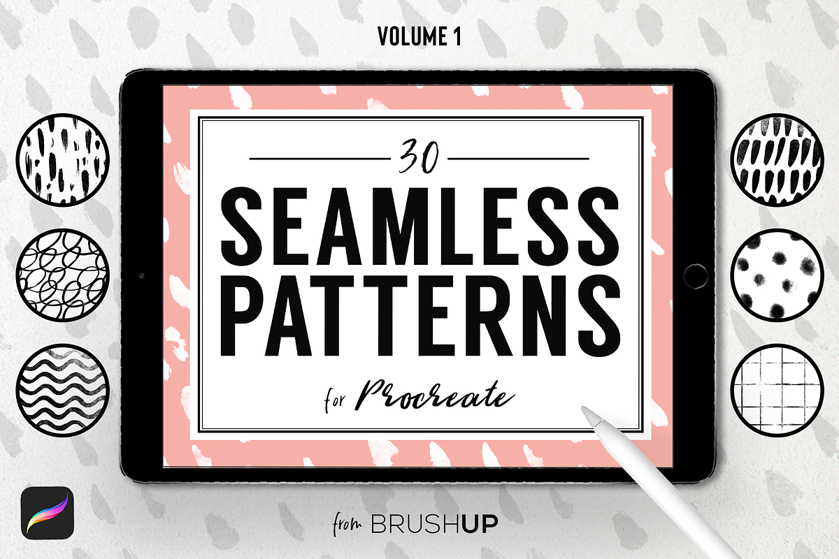 Seamless Patterns for Procreate (1), a Brush Add-On by BrushUp (Photo 1 of 8)