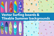 Vector surfing boards and background, a Seasonal Illustration by GreenStockPhotos (Thumbnail 1 of 7)