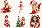 Vintage Santa Pin Up Girl Clipart, an Illustration by Rose Art (Thumbnail 2 of 4)