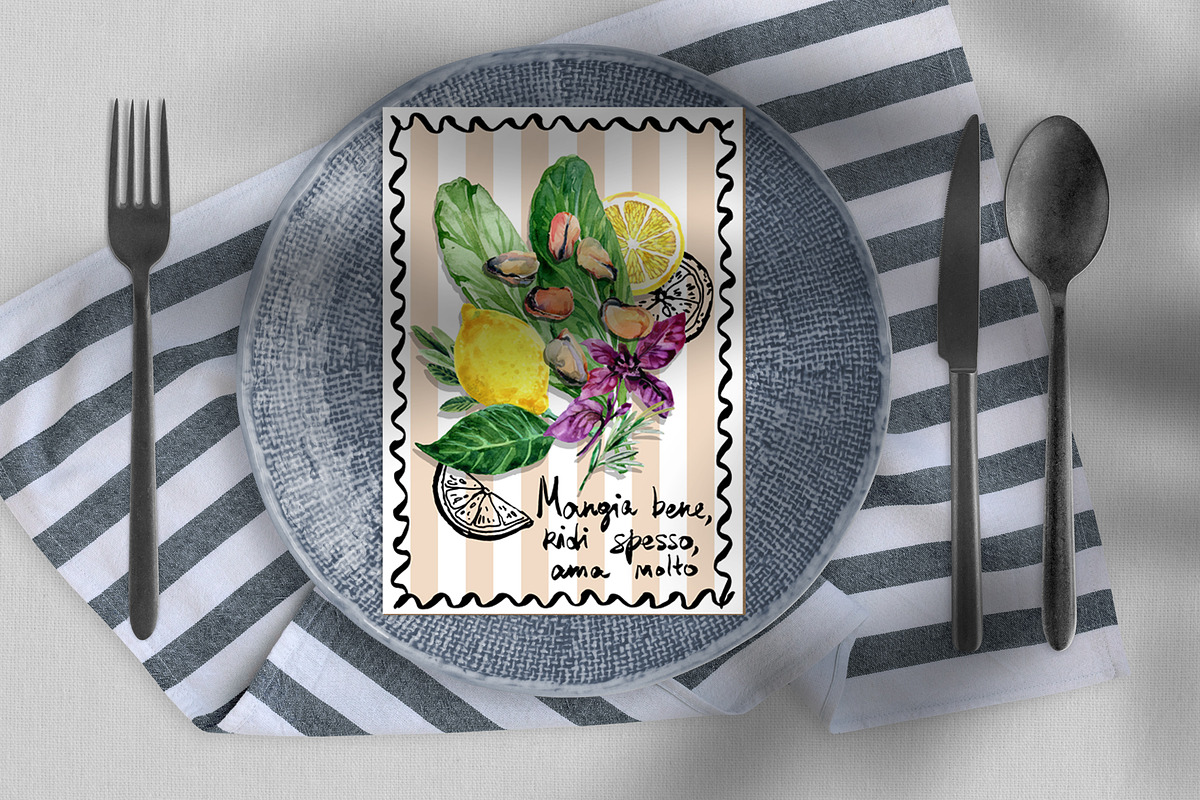 Vintage Mediterranean Food Posters preview 3