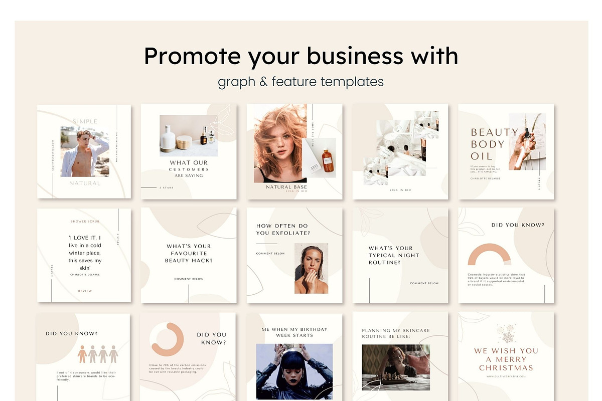Natural Beauty Instagram Feed Canva, a Social Media Template by Cultive Creative (Photo 11 of 13)