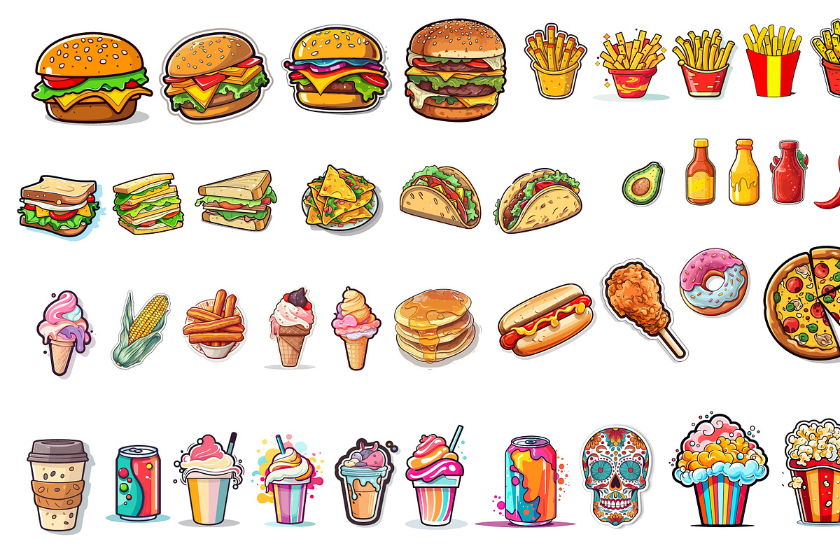 Set of cartoon fast food., an Object Graphic by SKVidz