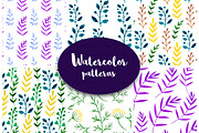 Watercolor flora vector patterns, a Pattern Graphic by inkionia♥ (Thumbnail 1 of 4)