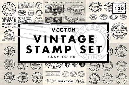 Vector Vintage Stamp Set, an Icon by Snap Vectors