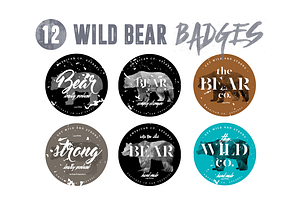 12 Wild Bear Badges