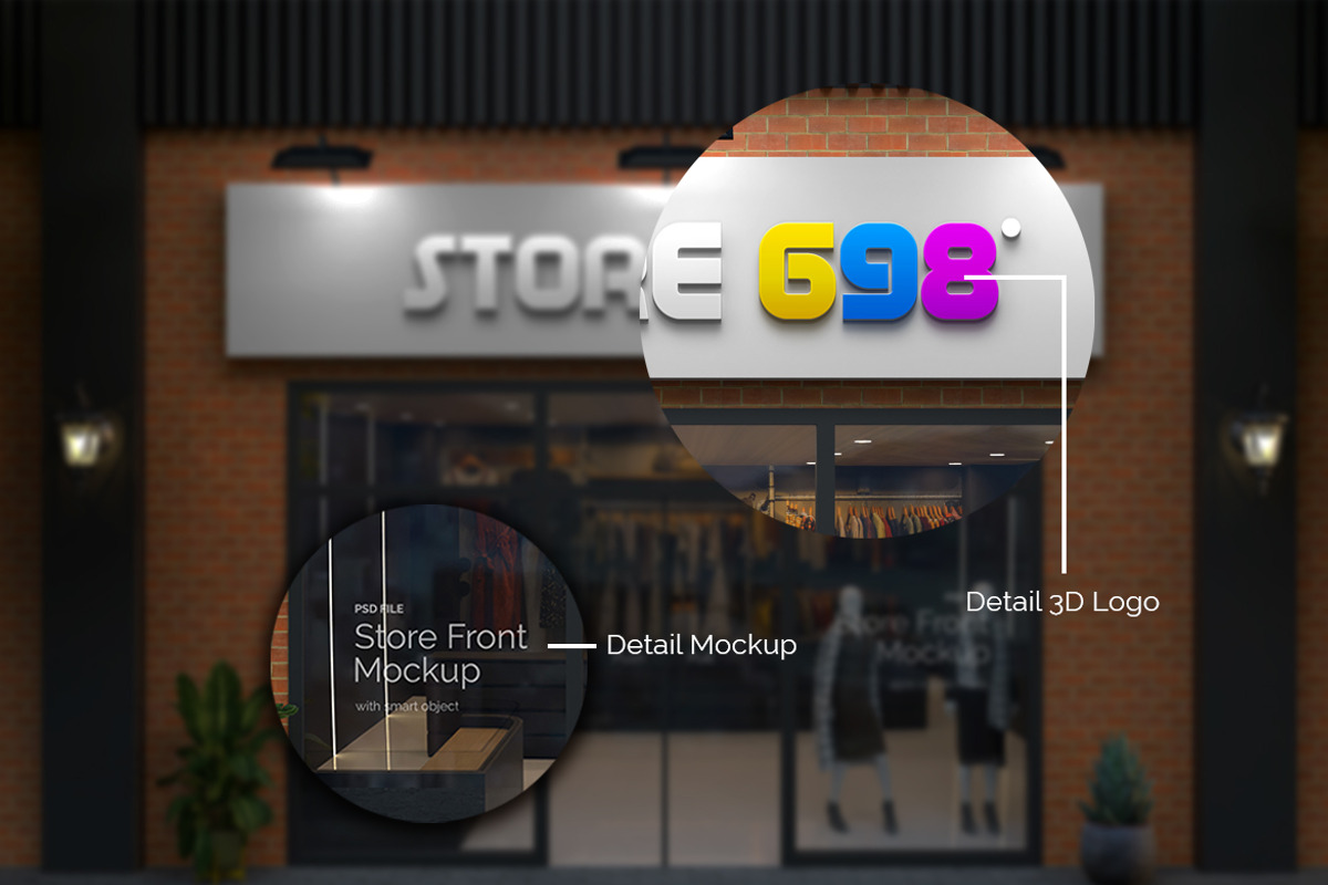 3D Logo Storefront Sign Mockup, an Advertising Mockup by Modaldesain (Photo 2 of 2)