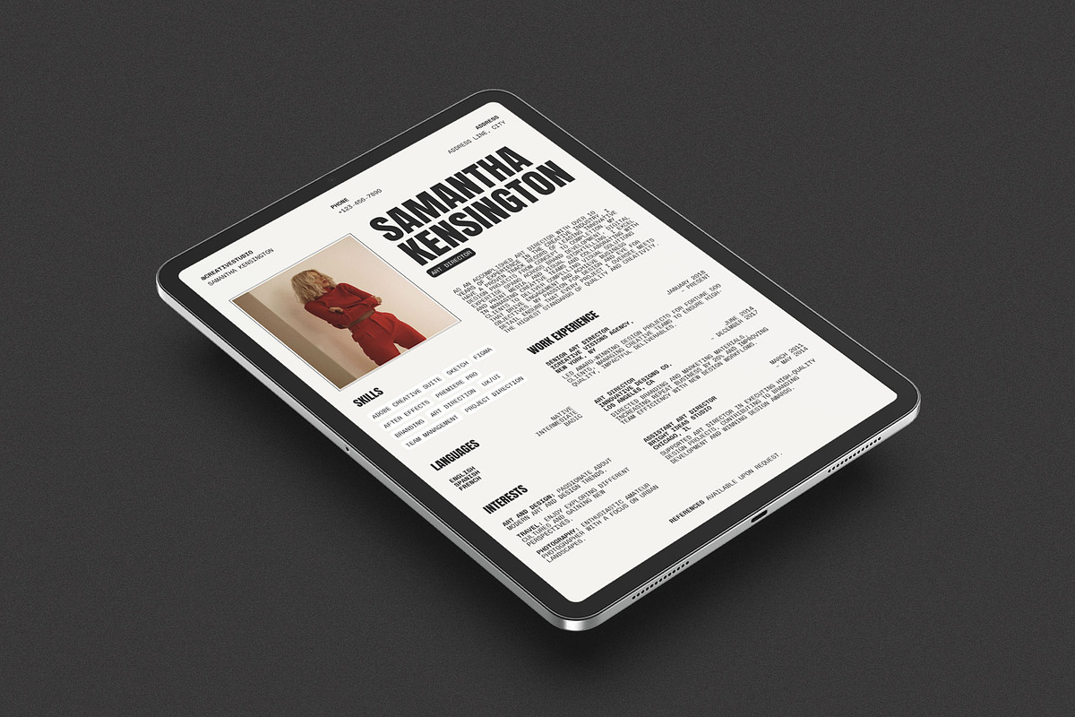 Modern One Page Resume Template, a Resume Template by Moscovita Studio (Photo 3 of 8)