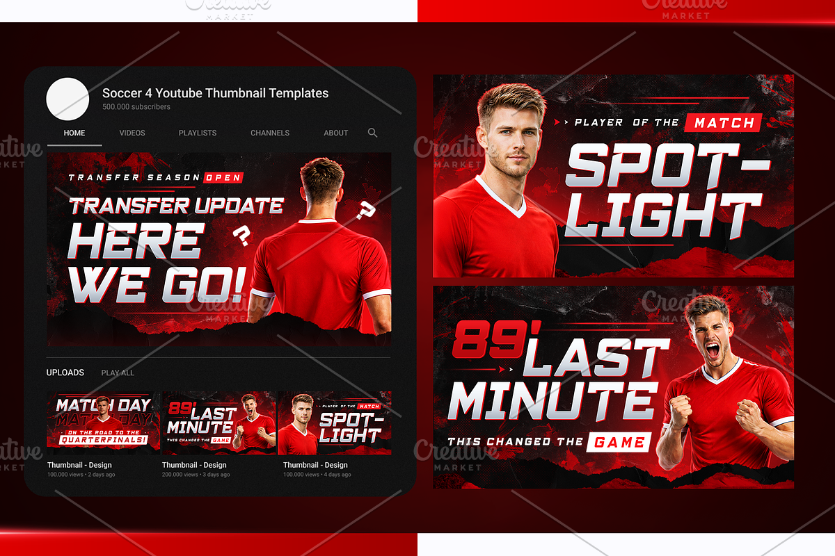 Football YouTube Thumbnail Templates, a Social Media Template by OnurDemircan (Photo 6 of 6)