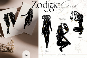 Zodiac Celestial Constellations Set