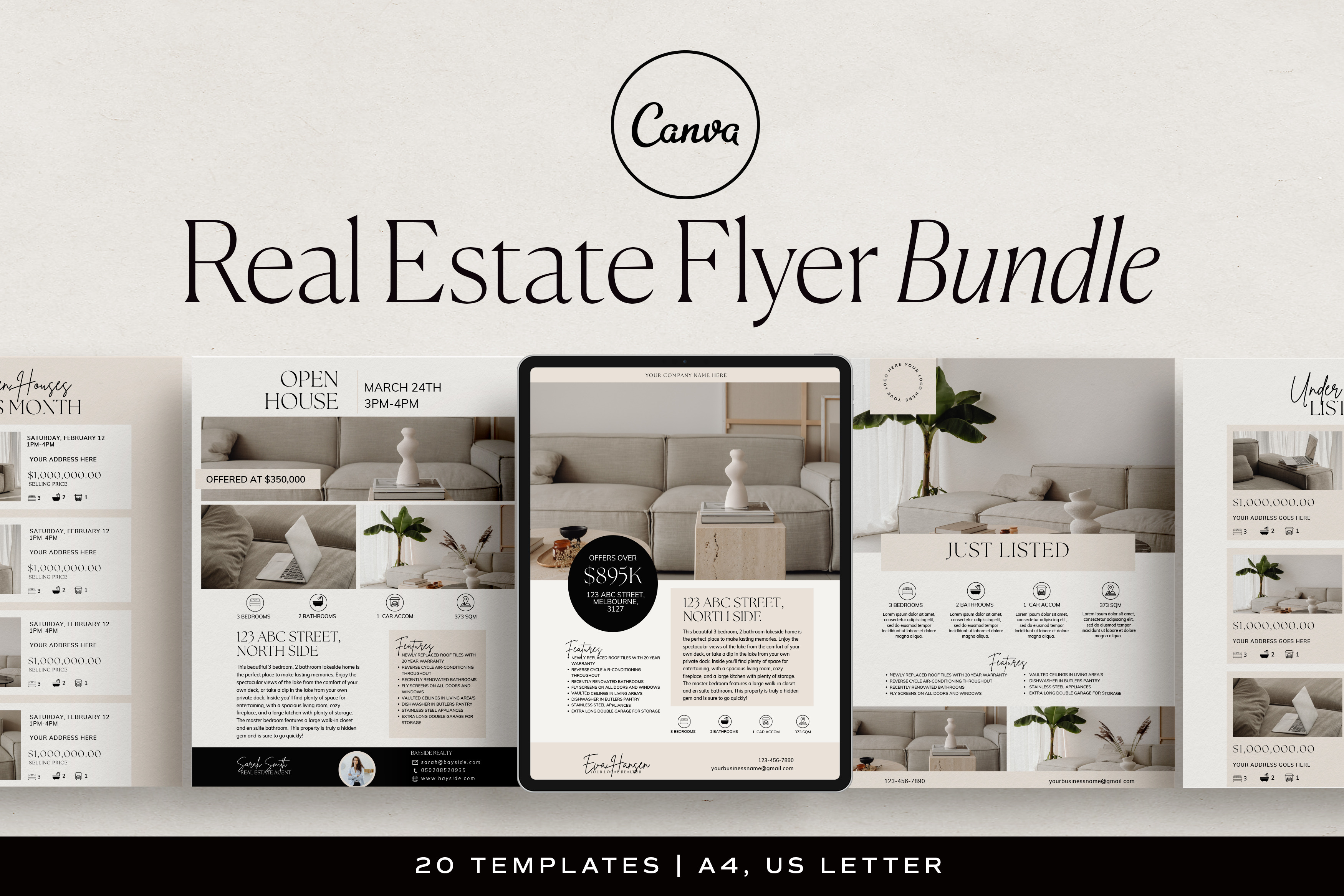 Modern Real Estate Flyer Bundle Canva