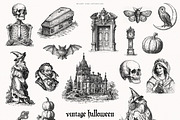 Vintage Halloween Drawings, a Seasonal Illustration by PeDe Designs (Thumbnail 5 of 12)