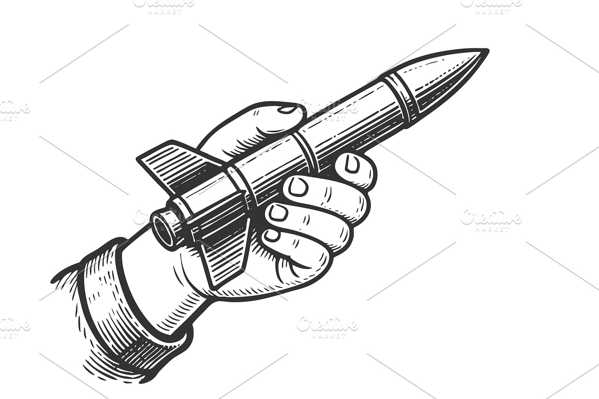 child hand holding toy rocket vector, a Person Illustration by AlexArt