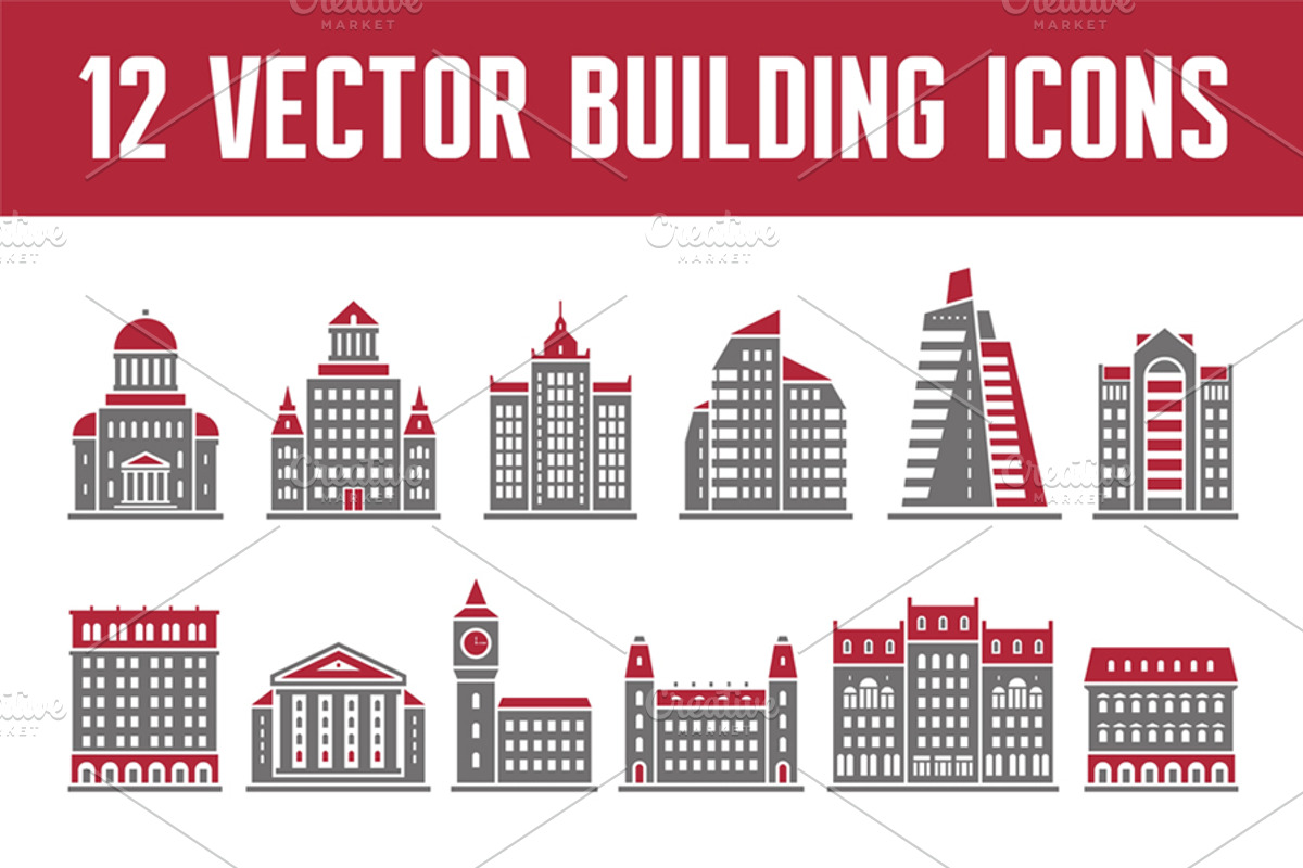 12 Vector Building Icons