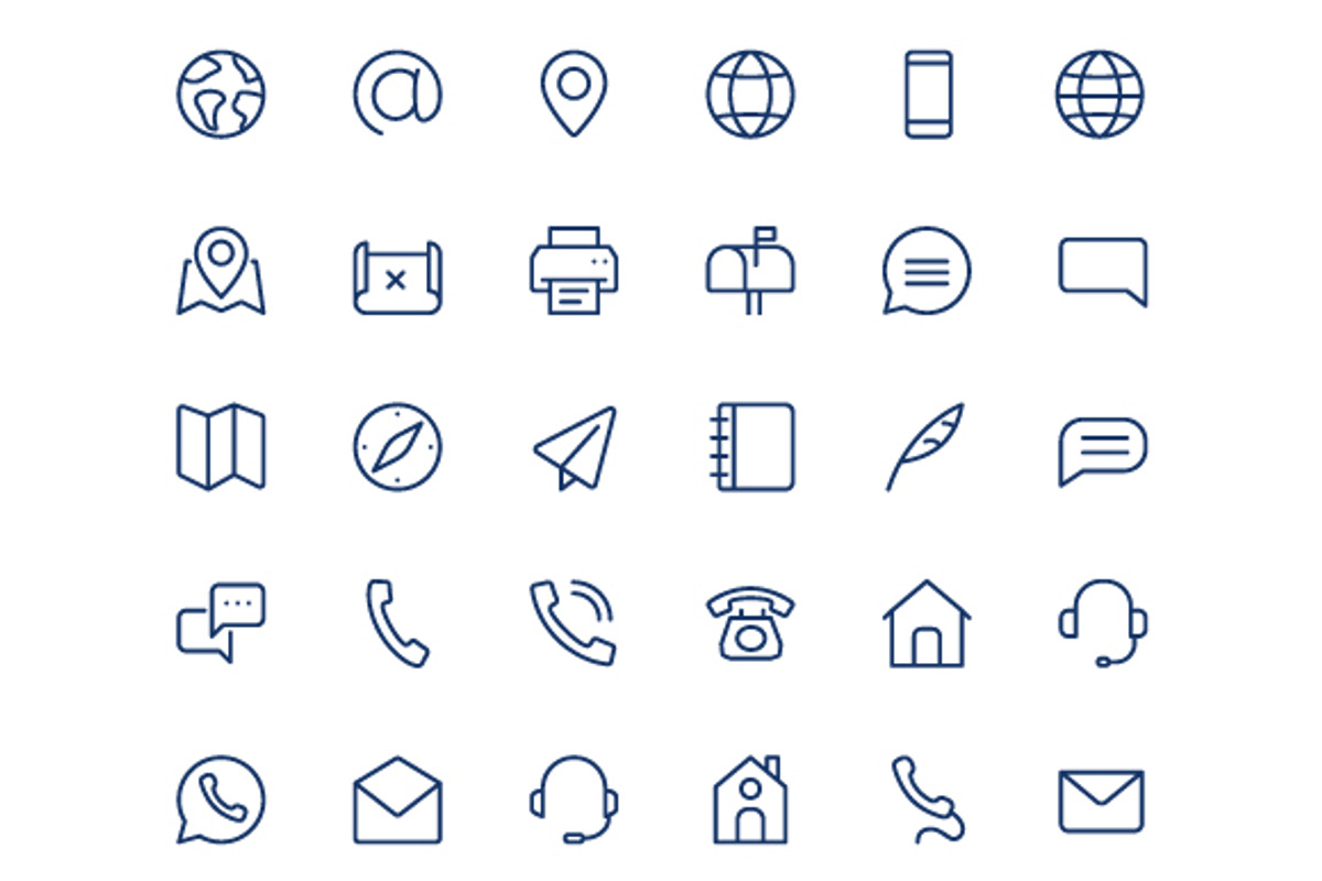 Contact line mini icons., an Outline Icon by Dacian Galea