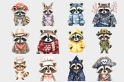 Watercplor Raccoon Clipart, a Seasonal Illustration by Design Market (Thumbnail 4 of 5)