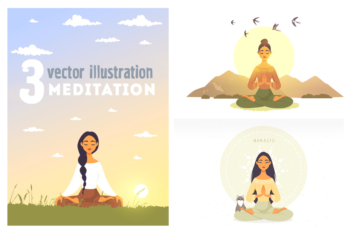 Meditation girls, a Healthcare Illustration by JulianArt (Photo 1 of 4)