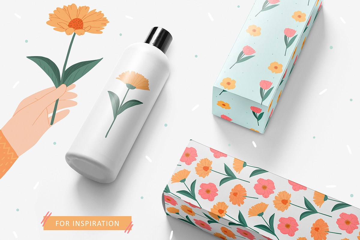 Spring elements, patterns, lettering, a Decorative Illustration by hanifa_design (Photo 7 of 8)