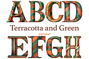 Terracotta And Green Letters, a Decorative Illustration by GlamArtZhanna (Thumbnail 1 of 5)