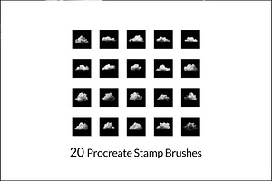 20 Realistic Clouds Procreate Stamps