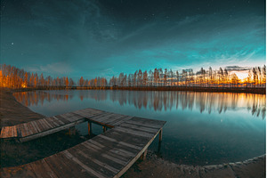 Autumn Night Lake with Starry Sky, a Nature Photo by Our Amazing World