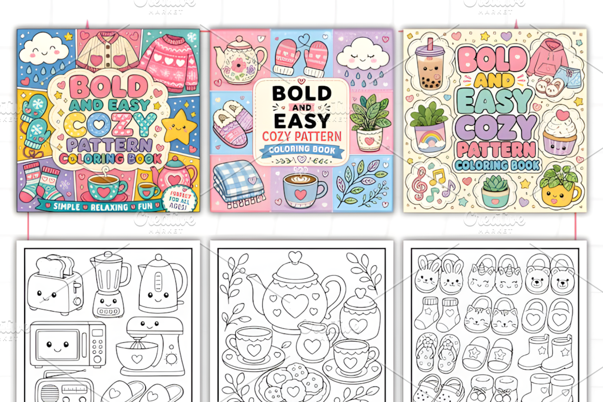 Bold Easy Pattern Coloring Book, a Decorative Illustration by Design Station (Photo 2 of 3)