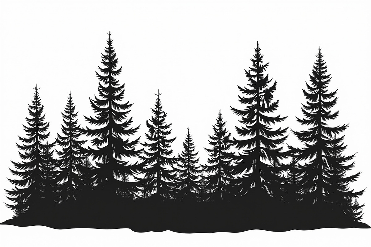 Majestic pine trees silhouette, an Illustration by Amazin_art (Photo 6 of 11)