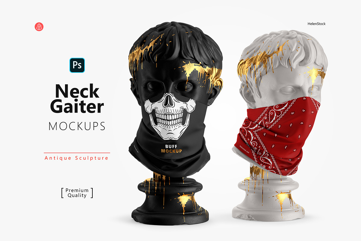 Neck Gaiter on Sculpture Mockup, a Mask Mockup by HelenStock (Photo 1 of 9)
