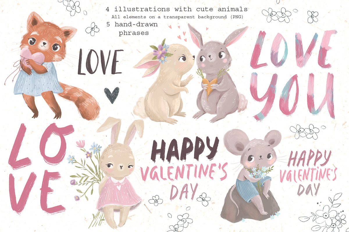 Valentine clipart, an Animal Illustration by Lesya Skripak (Photo 2 of 7)