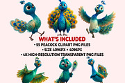 Peacock Clipart PNG Bundle, a Graphic by M9 Design (Thumbnail 9 of 9)