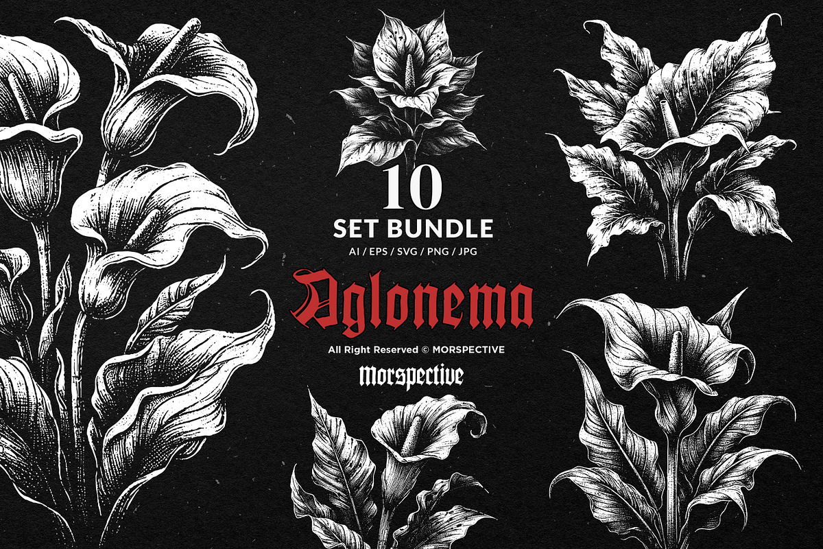 10 Bundle Dark Art Aglonema Botani, an Illustration by Morspective (Photo 1 of 7)
