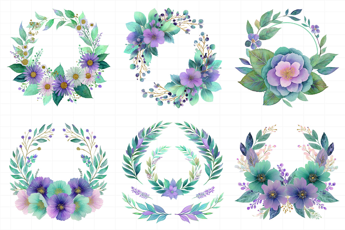 Watercolor Floral Wreaths Clipart Se, an Illustration by Daily.Designs (Photo 7 of 8)