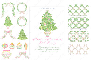 Chinoiserie Christmas Pink Family